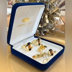 Fratello Gold and Black Cuff Links Set